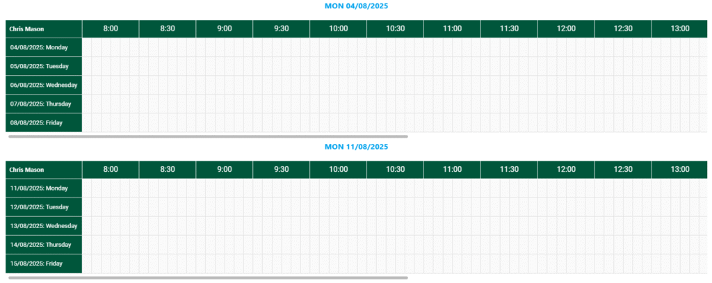 Advanced scheduling appointment calendar