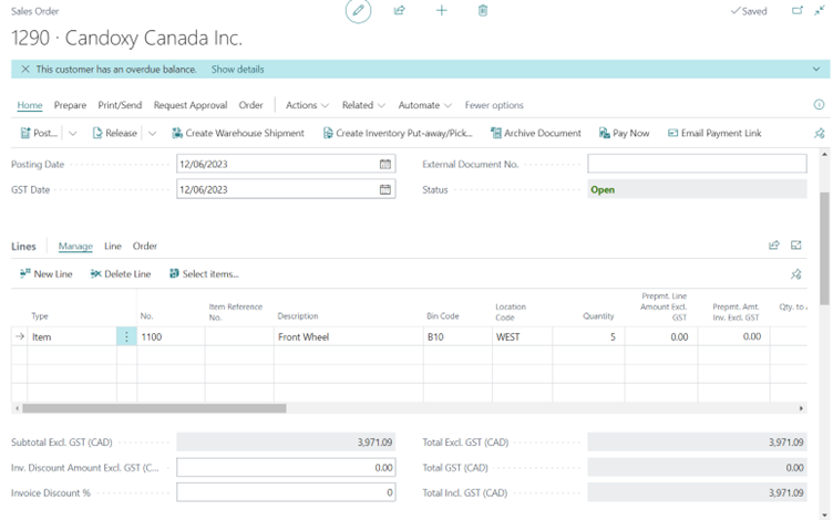 Stripe payment from Business Central sales order