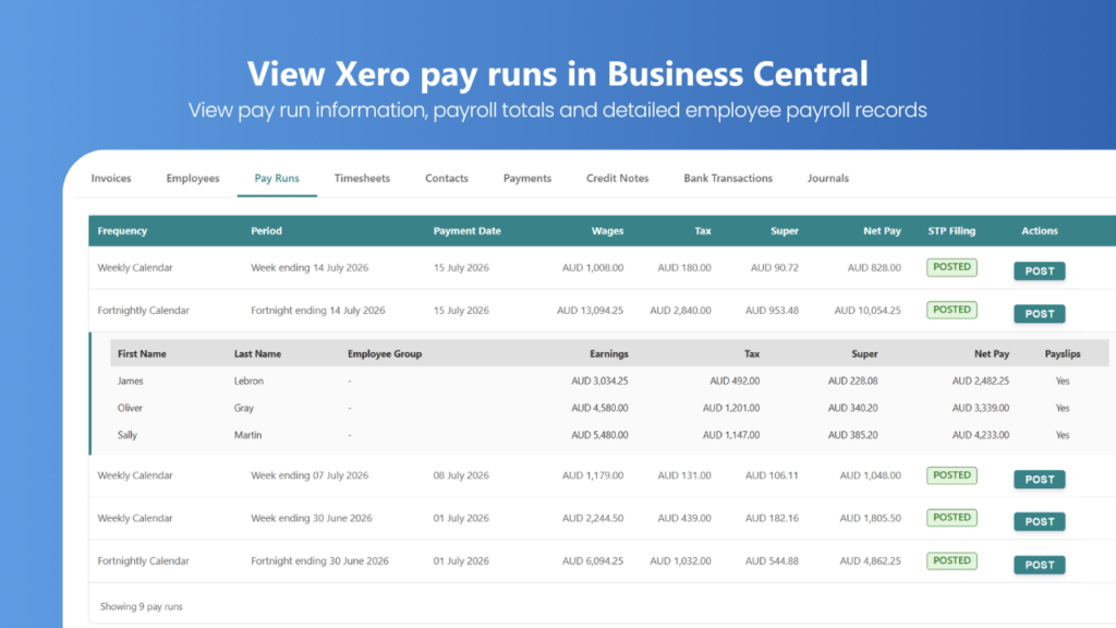 Xero Connector for Business Central integration interface